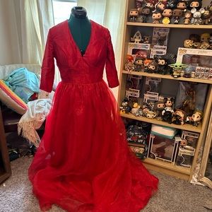 Red Long Dress- size S/M wedding